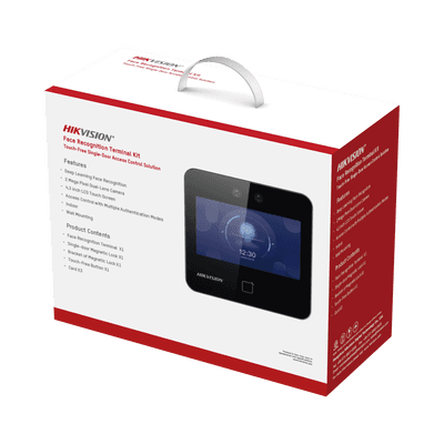 Kit de Control de Acceso TODO INCLUIDO con Lector de Rostros, QRs y Tarjetas / 1,500 rostros / Compatible con App HIKConnect /Incluye Electroimán  Botón de Salida y Montajes Z y L para imán / HIK-IA
