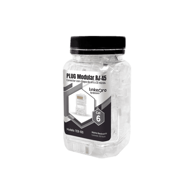 Bote con 100 Piezas de Plug Modular RJ45 Cat6 sin Blindaje, Chapado de Oro a 30 Micras para Durabilidad Extrema