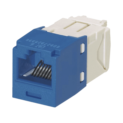 Conector Jack RJ45 Estilo TG, Mini-Com, Categoría 6, de 8 Posiciones y 8 Cables, Color Azul