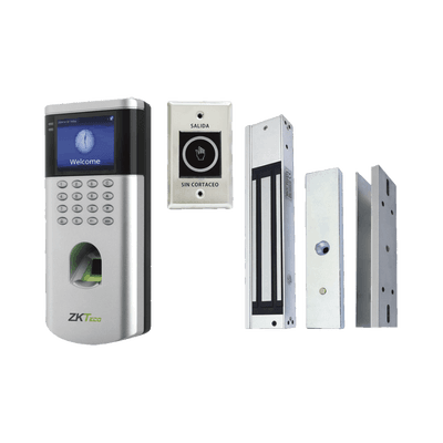 KIT de Control de Acceso LF10/ PUSH / Compatible con ZKBioCVAccess / 1,500 Usuarios / Chapa magnética / Botón de Salida / Tarjeta de proximidad