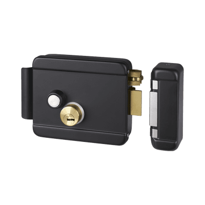 Cerradura Eléctrica con Botón de Salida / Incluye Llave / Exterior / Derecha / Color Negro