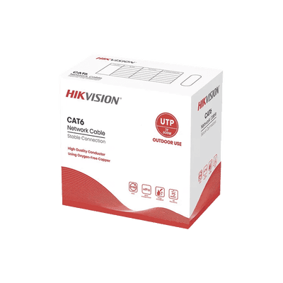 Bobina de Cable UTP 305 Metros (1000 Pies) / Cat 6 (24 AWG) / Color Negro / Uso en Exterior / 100% Cobre / Aplicaciones de CCTV y Redes de Datos