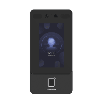 Terminal Min Moe PoE & WiFi de Reconocimiento Facial y Huella con Lector PROX EM / Exterior IP65 / Hasta 1.5 mts en Lectura de Rostro / Soporta P2P / 1,500 Rostros / 3,000 Huellas / Salida 12 Vcd para Chapa / PoE / SIP Estandar / HIK-IA