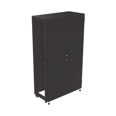 Gabinete Profesional para Telecomunicaciones de 45UR, 1200 mm Profundidad, Incluye 2 Organizadores Verticales de 45 Unidades de Rack, Se envía el Gabinete Armado.