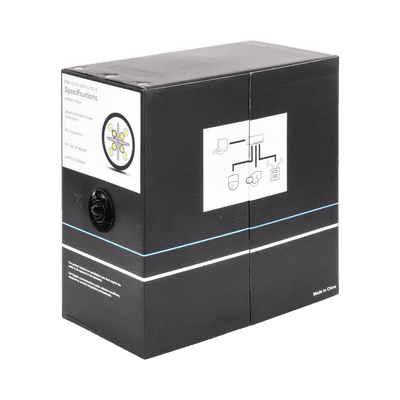 Bobina de Cable 305 Metros (1000 Pies) Cat6, 24 AWG, Climas Extremos, Color Negro, Sin Blindar, para Intemperie