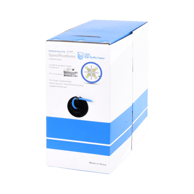 Bobina de Cable de 305 Metros (1000 Pies) Cat6, CM, 24 AWG, Alto Rendimiento, ETL, UL, Color Azul, Super Flexible, para Aplicaciones de Videovigilancia, Video HD, y Redes de Datos. Uso Interior