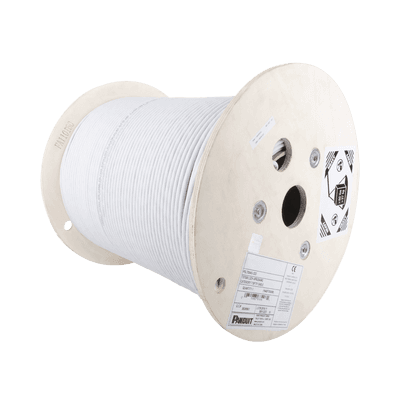 Bobina de Cable Blindado F/UTP de 4 Pares, Cat6A, Soporte de Aplicaciones 10GBase-T, LSZH (Libre de Gases Tóxicos), Color Blanco, 305 Metros (1000 Pies)