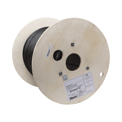 Bobina de Cable UTP de 4 Pares, PanNet, Para Exterior con Gel, Cat6 (23 AWG), Industrial para Climas Extremos, Color Negro, 305 Metros (1000 Pies)