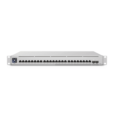 UniFi Switch Empresarial Capa 3 de 24 puertos PoE 802.3af/at (12 puertos 2.5G y 12 puertos 1G) + 2 puertos 1/10G SFP+, 400W, pantalla informativa