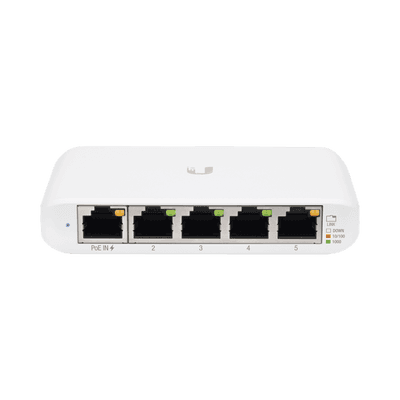 Switch UniFi Administrable Compacto de 5 Puertos 10/100/1000 Mbps, soporta entrada de PoE 802.3af/at