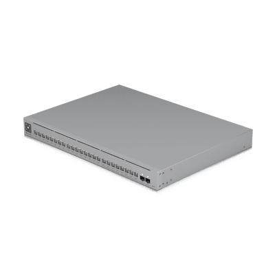UniFi Switch Pro Max 24 POE, 24 puertos (8 puertos POE++ 2.5 GbE y 16 puertos GbE POE+), 2 puertos SFP+ 10G, 400W, pantalla táctil